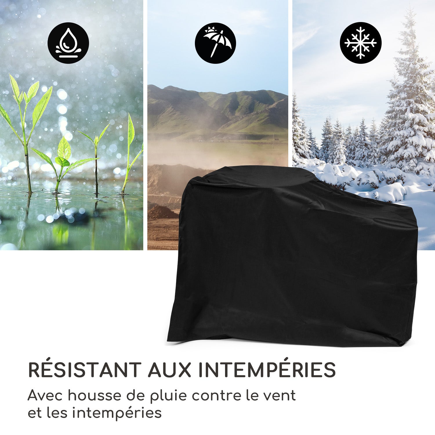 BLUMFELDT Braséro Savage 2.0 Wide avec planche à découper en bambou et protection contre les intempéries Noir - 8