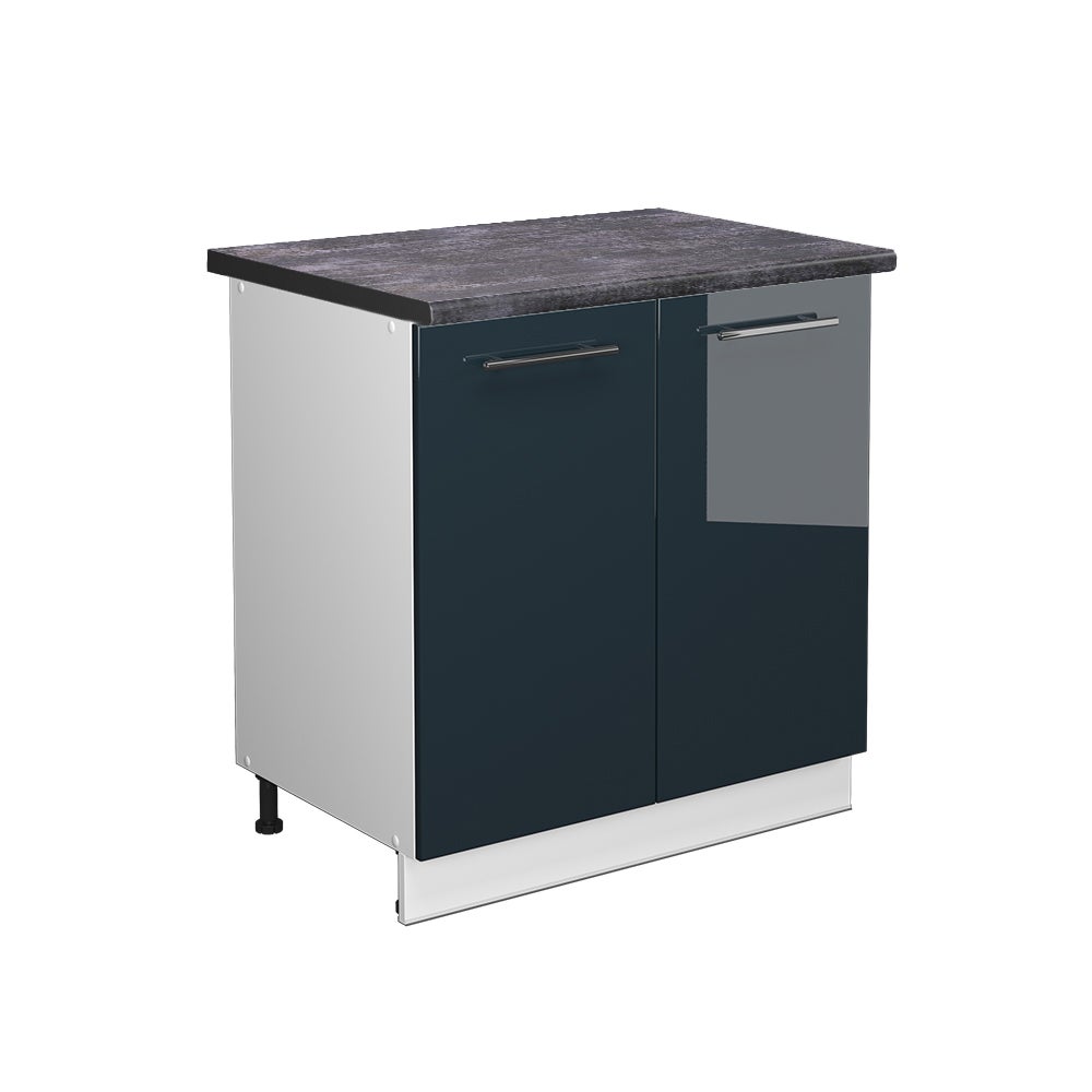 Vicco Szafka pod zlew Fame-Line, Ciemnoniebieski wysoki połysk, 80 cm z półką, BP Antracyt
