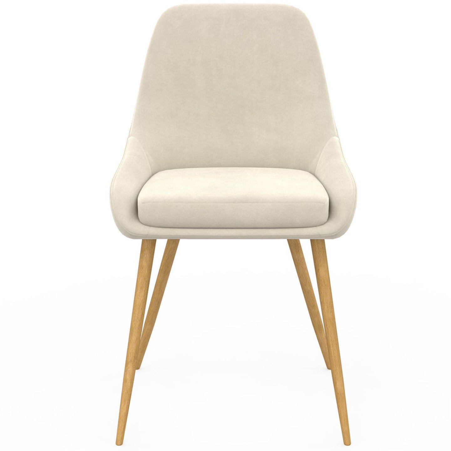 Lot de 6 chaises de salle à manger THALYA en velours beige et pieds effet bois avec accoudoirs - 3