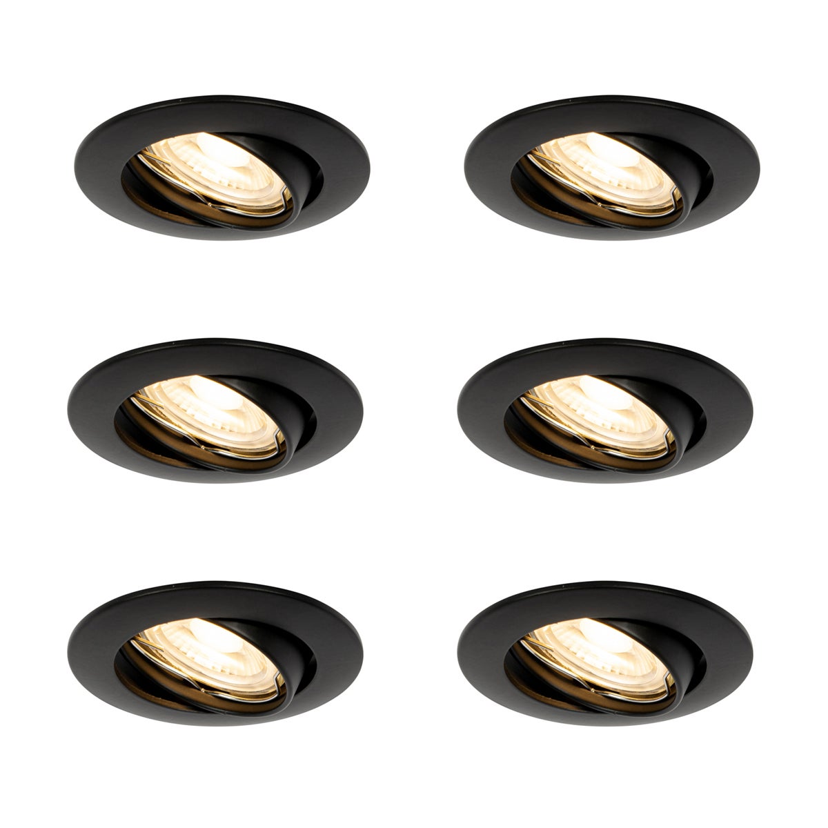 Zestaw 6 czarnych opraw LED do zabudowy GU10 35 mm - Edu