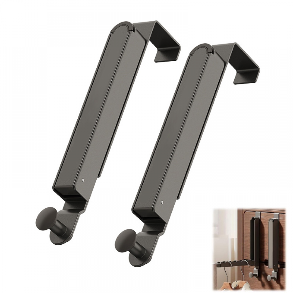 Składany wieszak na ubrania, szaliki, torby, mocowany na drzwiach, zestaw dwóch sztuk (szary)