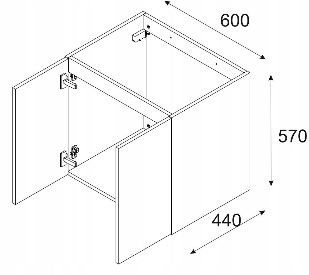 Szafka łazienkowa LUXOR 60 cm czarna dąb olejowany front 3D MDF wisząca - 2