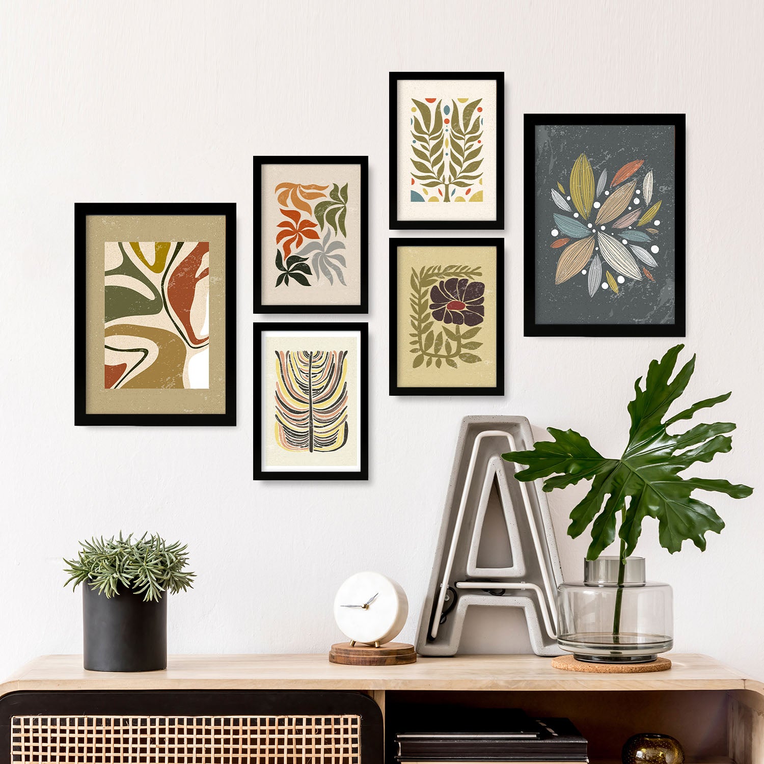 Nacnic Ensemble 6 Impressions De Plante Dans De Style Ethnique Cadre Décoratifs Pour Votre Chambre Maison Impression A4 A3 Avec Des Cadre Noir - 5