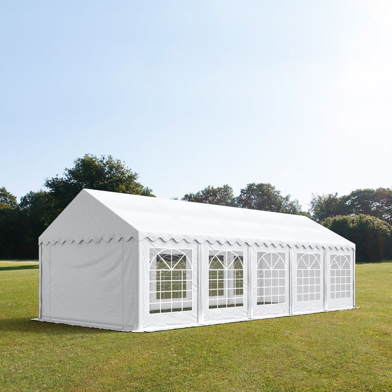 Namiot imprezowy namiot biesiadny 4x10 m - ogniotrwały pawilon ogrodowy plandeka PVC 700 N w kolorze białym, wodoodporna