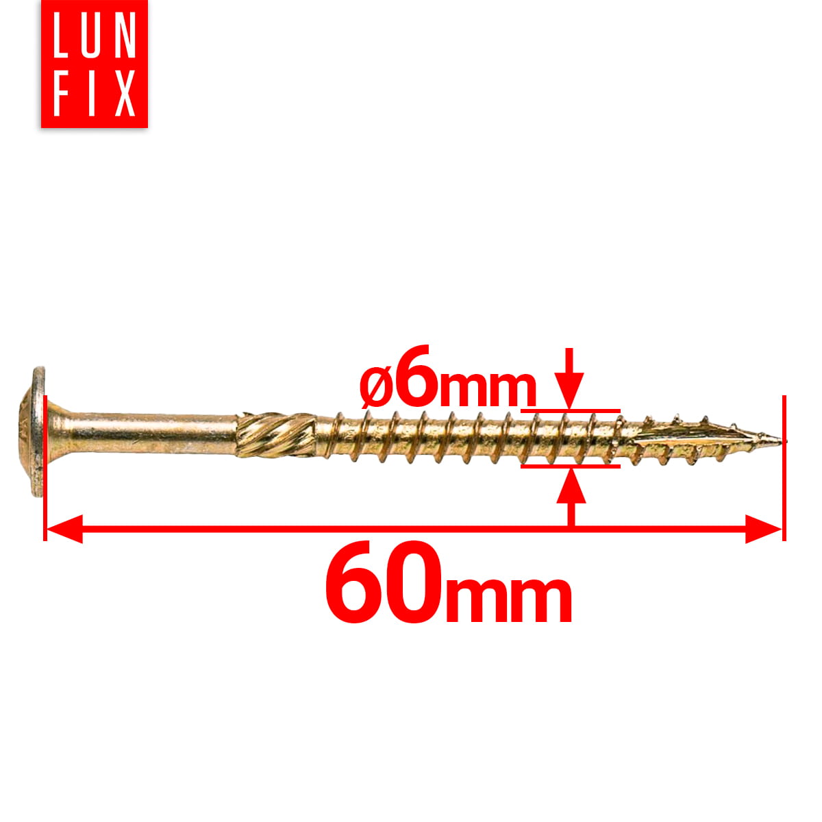 Wkręty ciesielskie z łbem talerzowym 6x60mm 100szt. - 2