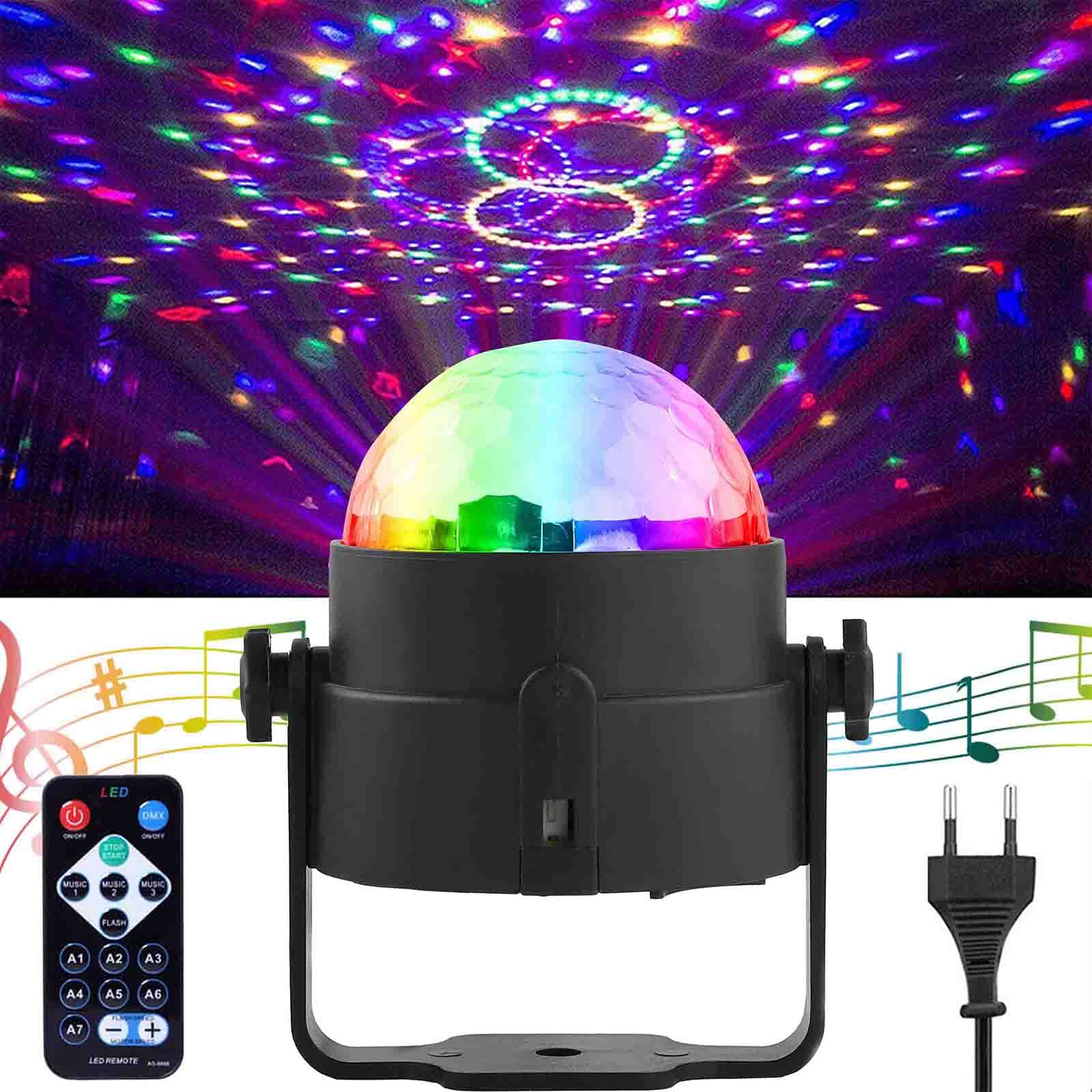 Boule Disco, LED Party Lights Contrôle de la musique DJ Rotatives Lampes de scène 3W RGB avec télécommande pour la maison, les fêtes d'anniversaire - 4