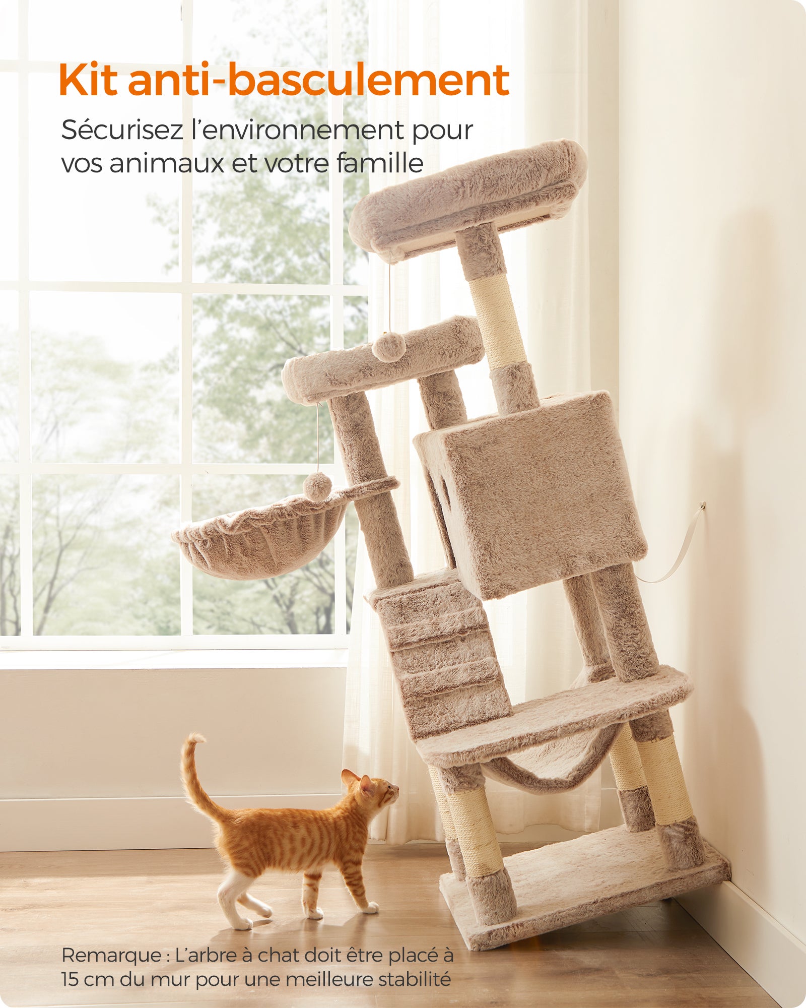 Arbre À Chat, Tour De Jeux, Grand, Doux, Marrón y Blanco Ombré - 4