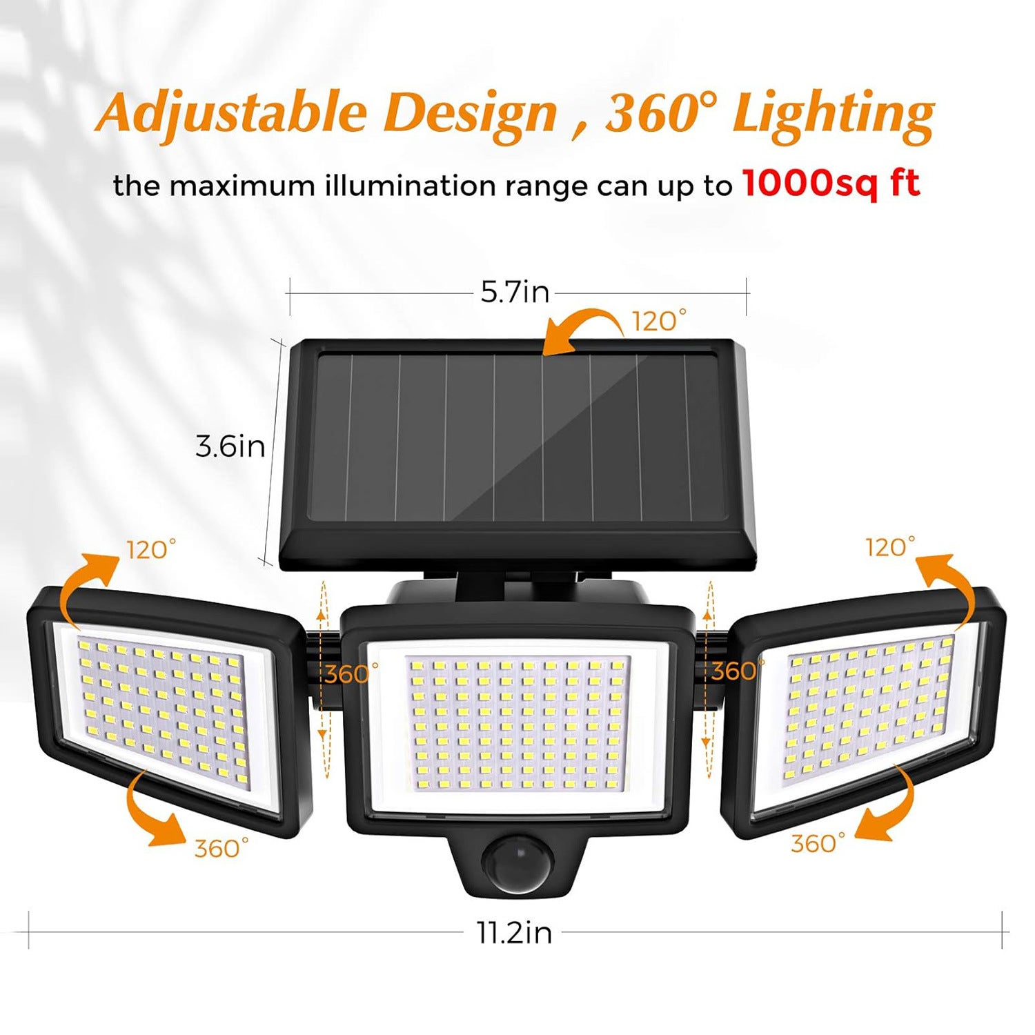 [Lot de 2] Lampes Solaires Extérieur Puissante - 210LED Projecteur Lumière Solaire Extérieure avec Détecteur de Mouvement, 2500LM, IP65 - 3