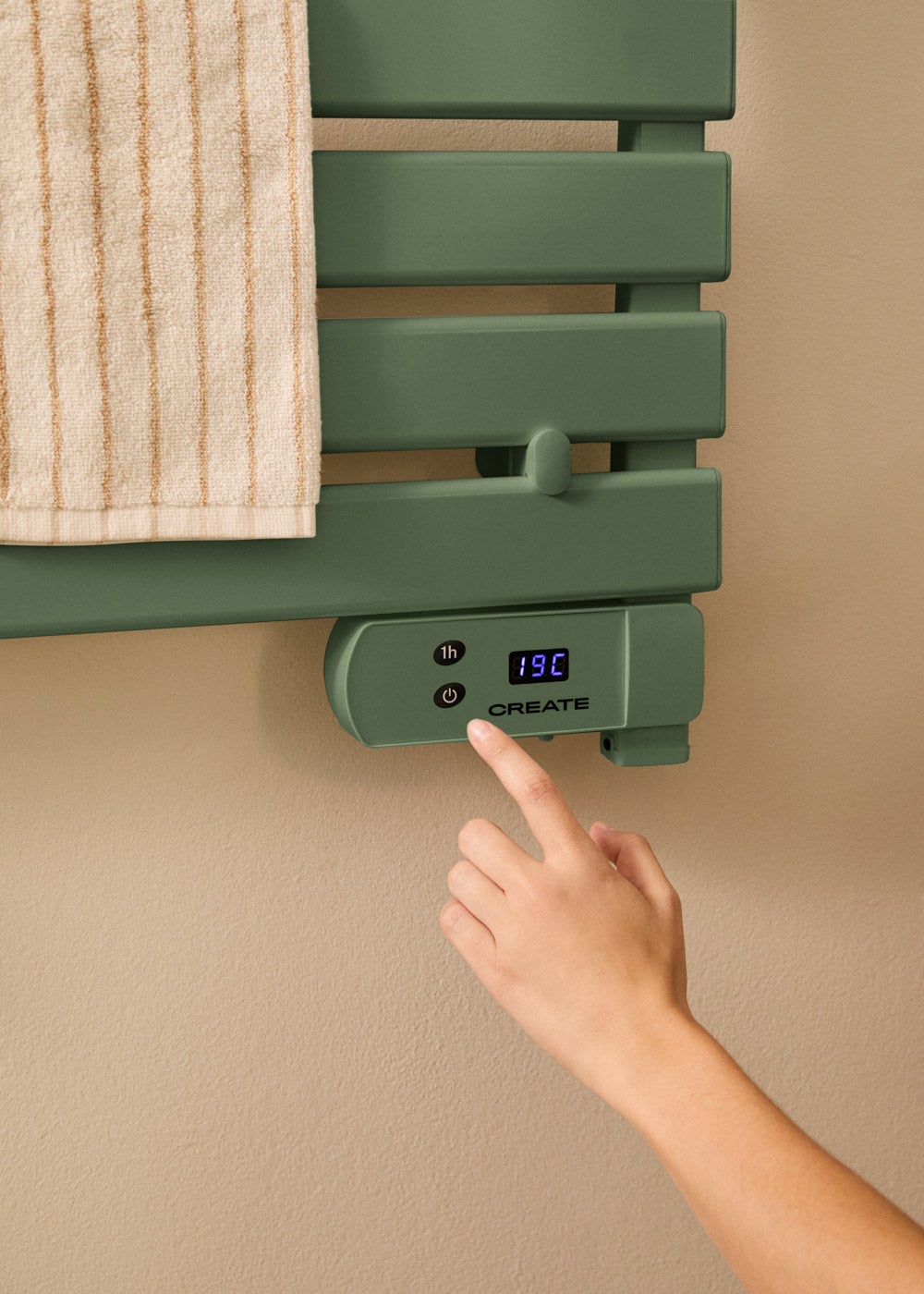 WARM TOWEL - Barra de toalha elétrica para piso ou parede 500W Sem patas com prateleira - 3