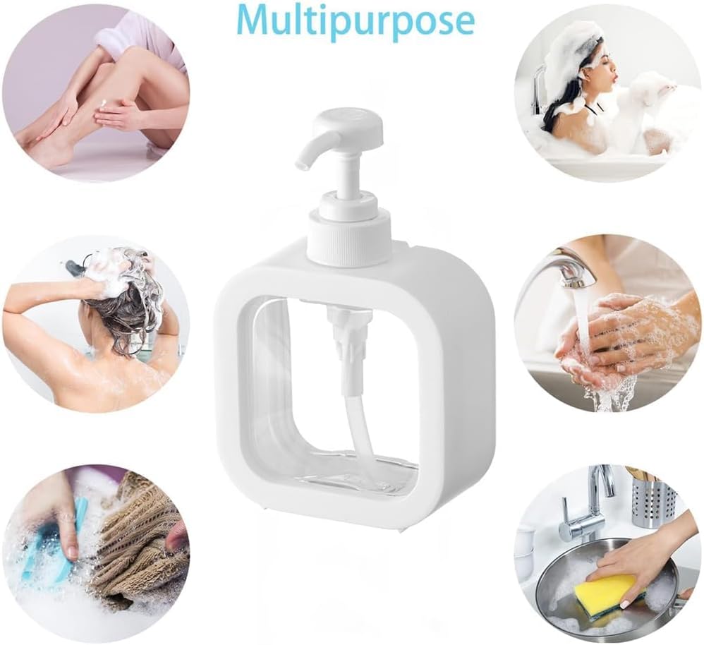 Distributeur Savon, 1 Pièces Flacon Pompe Vide 300ml, Distributeur Liquide Vaisselle Distributeur Shampoing et Gel Douche Salle de Bain - 4