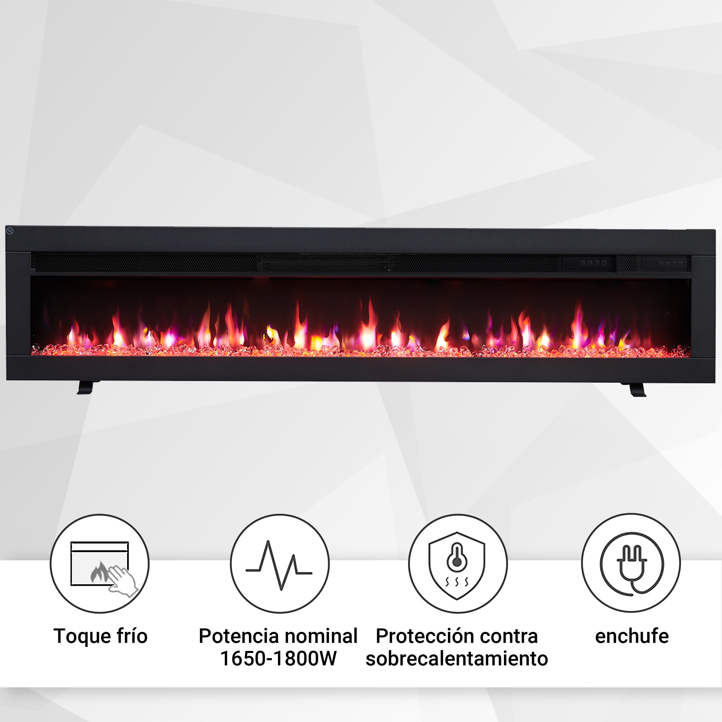 Cheminée électrique BALDERIA Agnes 60 - Cheminée murale ou encastrable - Noir - 8