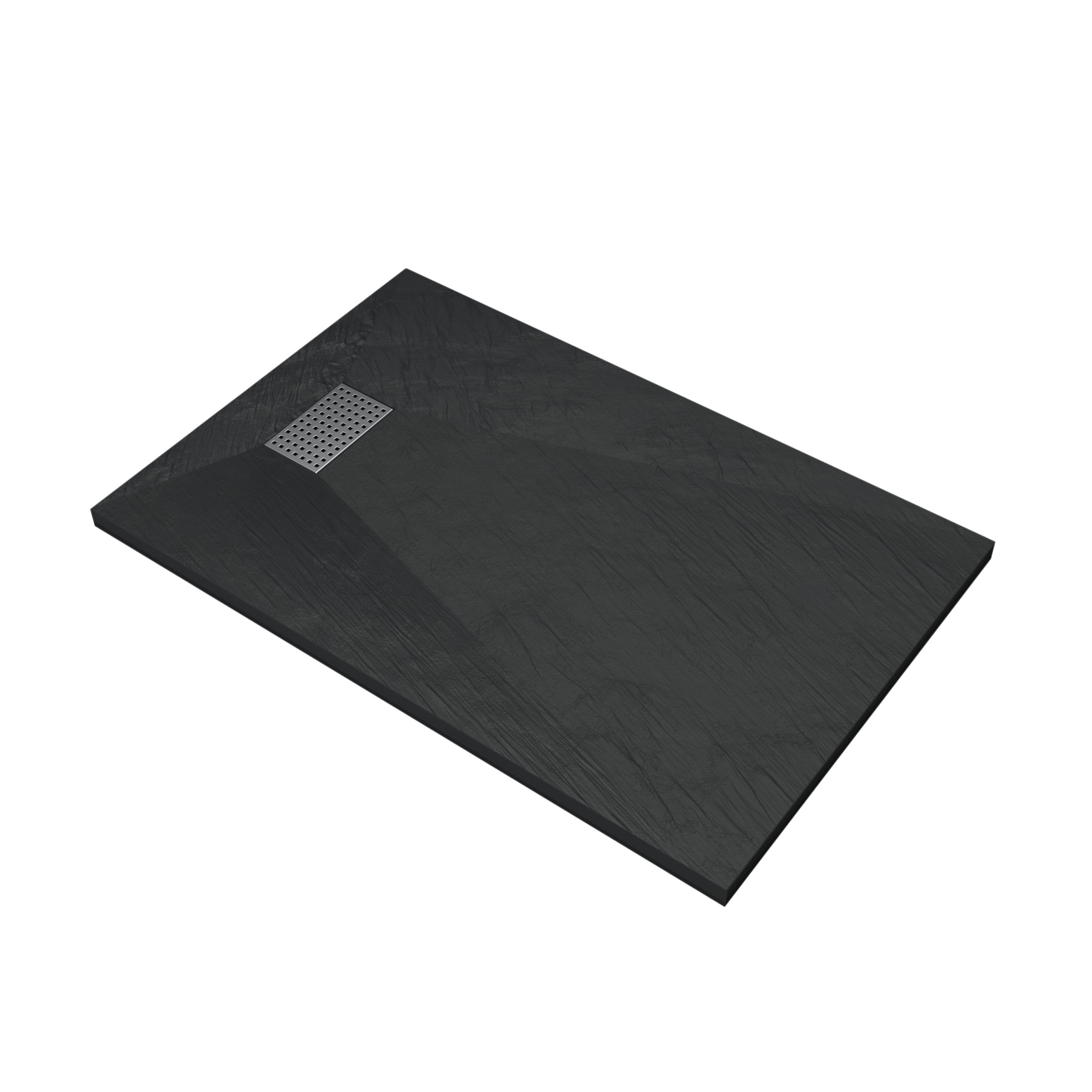 Receveur de douche Noir Effet Pierre 90x140 cm et Grille décor Perforée en Inox - 3