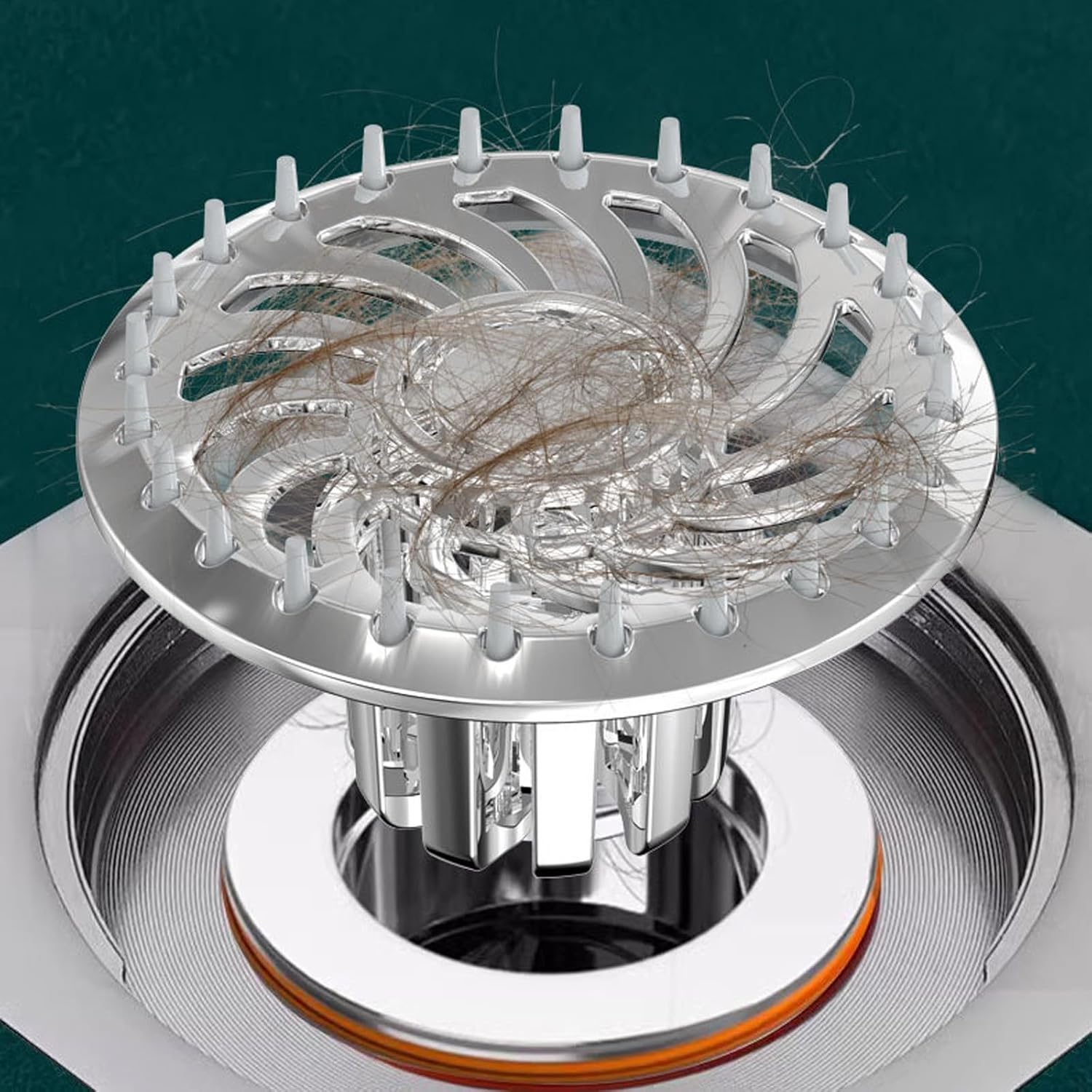 2 bouchons de douche anti-odeur - Siphon de sol avec filtre à cheveux pour douche - Convient aux trous de siphon de sol d'un diamètre de 32 à 45 mm - 4