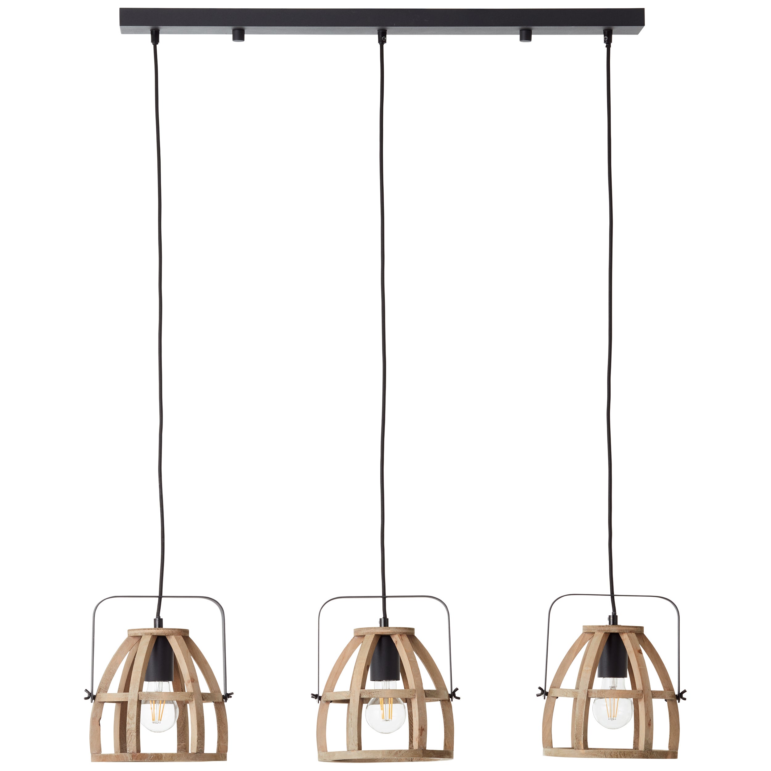 Brilliant Lamp Calley 3-lampowa lampa wisząca ciemne drewno/aluminium czarny czarny 3x A60, E27, 42 W