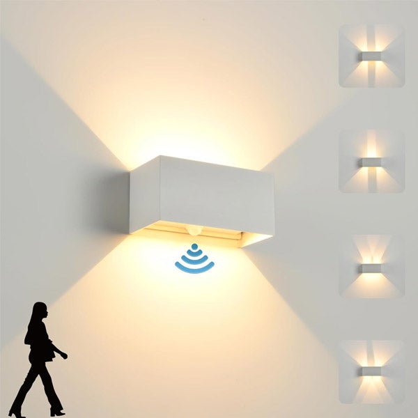 Kinkiet ścienny z ciepłym białym światłem 24W, wodoodporny kinkiet zewnętrzny LED, lampka nocna, regulowany kąt świecenia - z czujnikiem ruchu