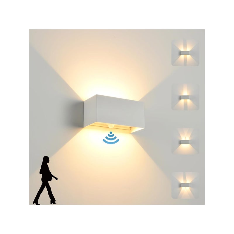 Kinkiet ścienny z ciepłym białym światłem 24W, wodoodporny kinkiet zewnętrzny LED, lampka nocna, regulowany kąt świecenia - z czujnikiem ruchu