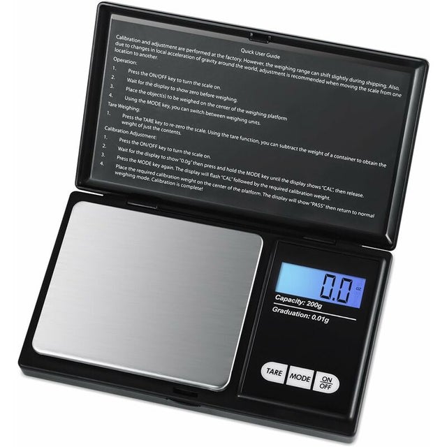 Balance de précision 200 g/0,01 g Petite balance de haute précision avec écran LCD rétroéclairé avec fonction tare (noir)