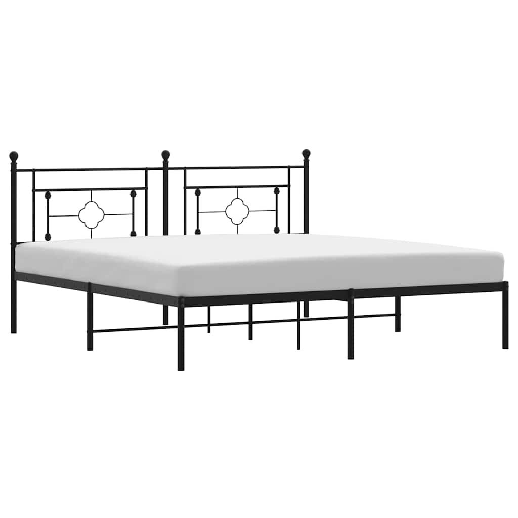 Łóżko Metalowe Czarne Rama Łóżka Ze Stelażem Do Sypialni Pokoju 183x213 cm