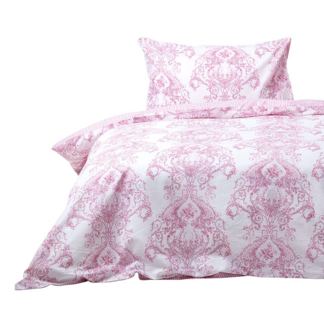 Homescapes Parure de lit Rose Toile de Jouy en polycoton, 135 x 200 cm