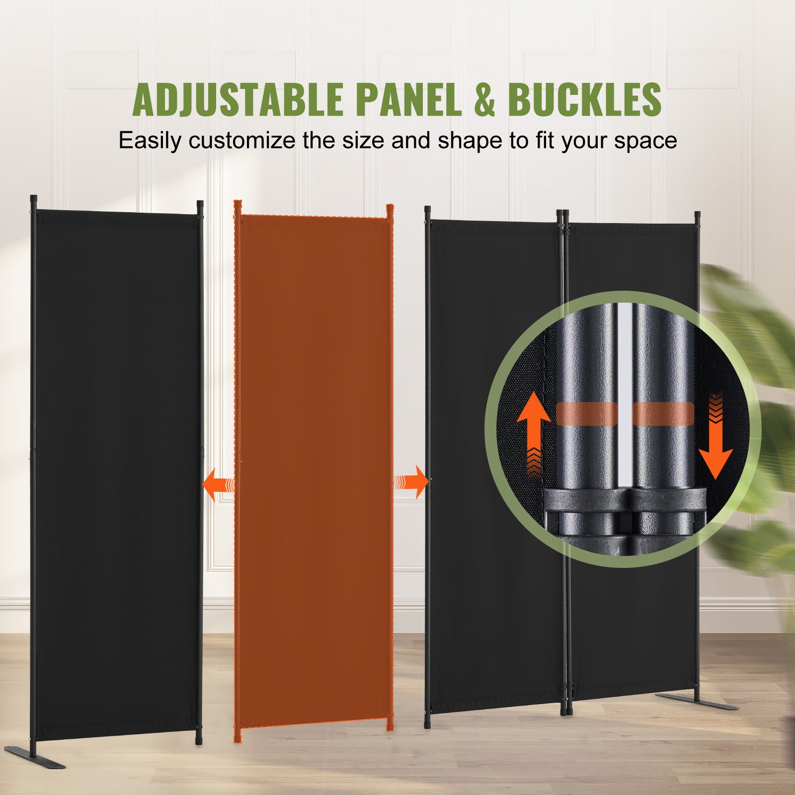 cloison de séparation 4 panneaux pliable,SucceBuy paravent de confidentialité autoportant en tissu pour bureau,chambre et salle à manger,noir - 6