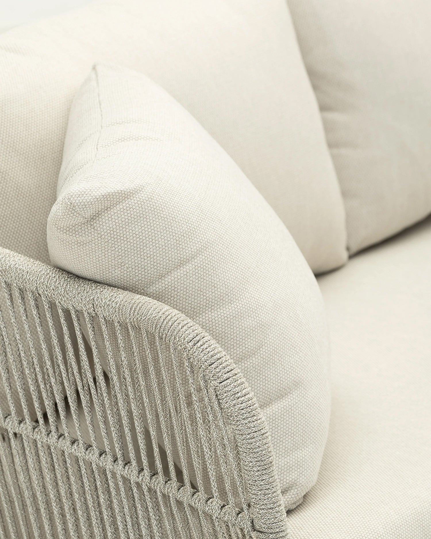 Canapé 3 places beige aluminium et corde beige - Milos - 5