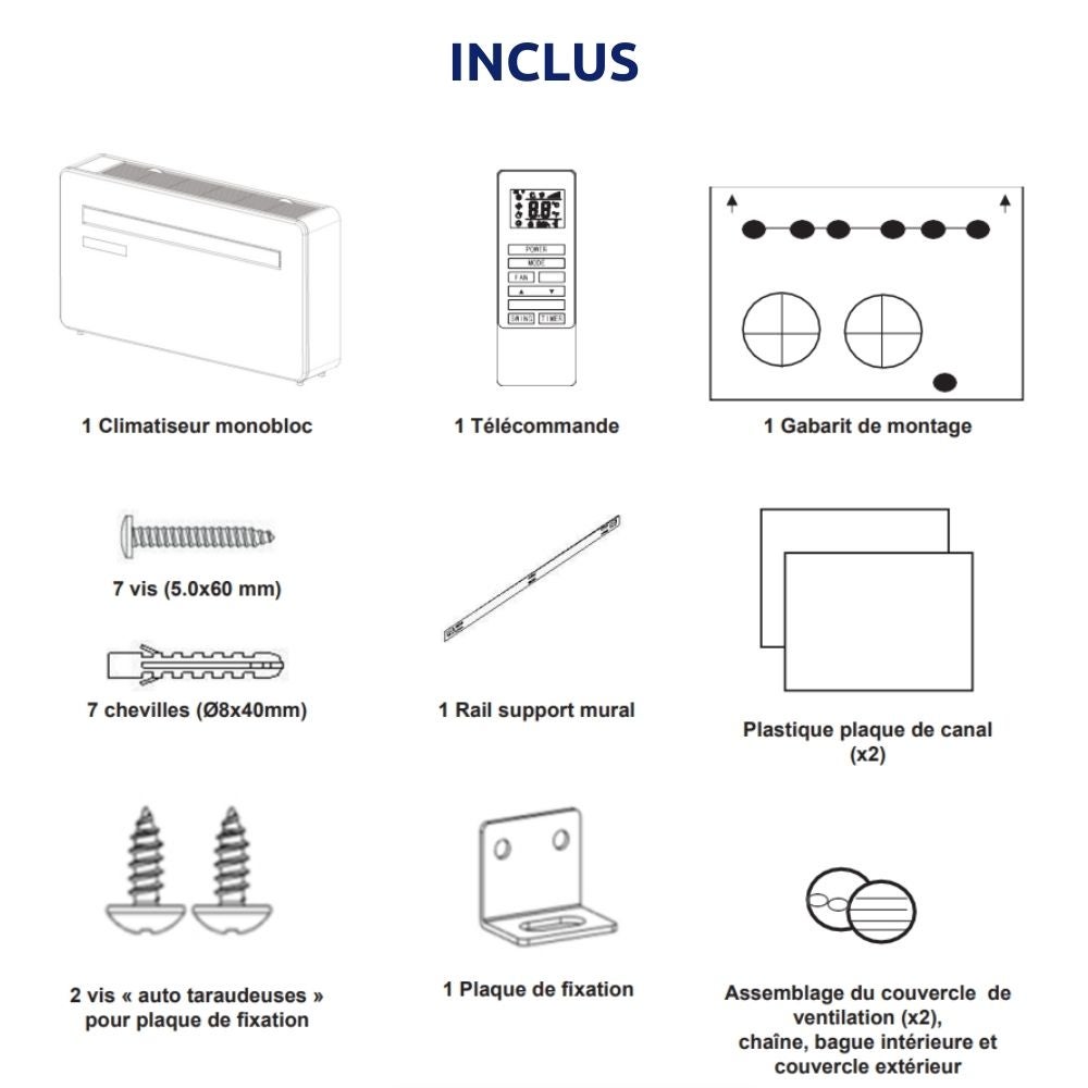 Climatiseur réversible KUB-E+ 2930W 10 000BTU 500 m³/h - Voltman - 3