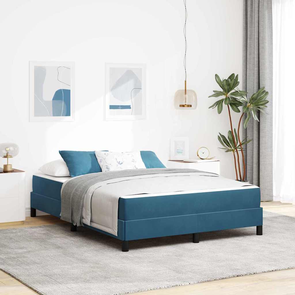 Cama tipo Box Spring con colchón Azul Oscuro 140 x 190 cm tela | Leroy ...