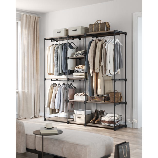 Armadio In Tessuto COSTWAY - Pieghevole 75x50x170cm Nero Con Appendiabiti - Foto 6