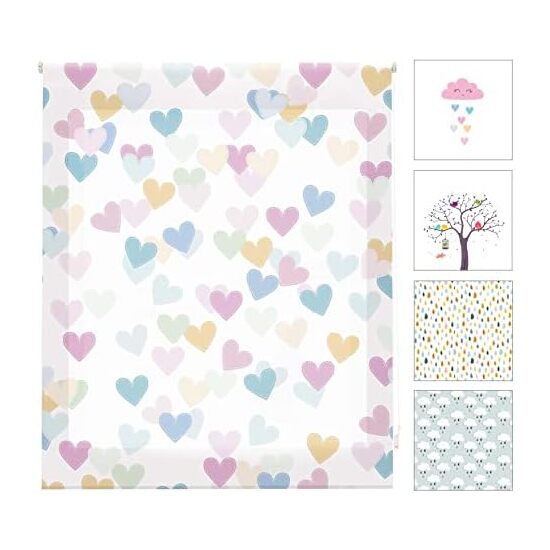 Estor enrollable translúcido con estampado - estor tamaño 90x180 - estor modelo hearts | blindecor