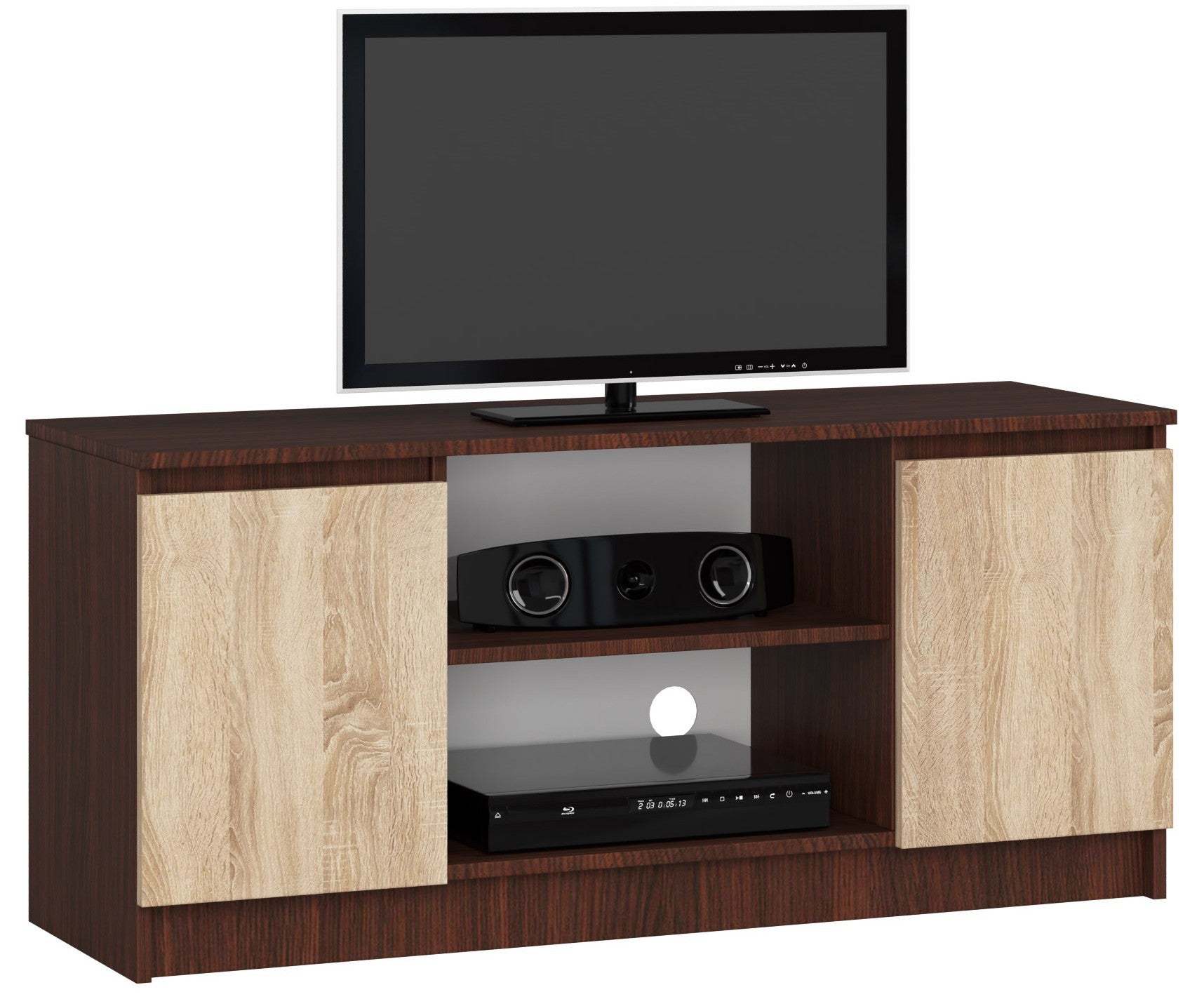 Szafka RTV AKORD Wenge 120 cm 2 drzwi kolor Dąb Sonoma mat 2 półki 120x40x55 cm