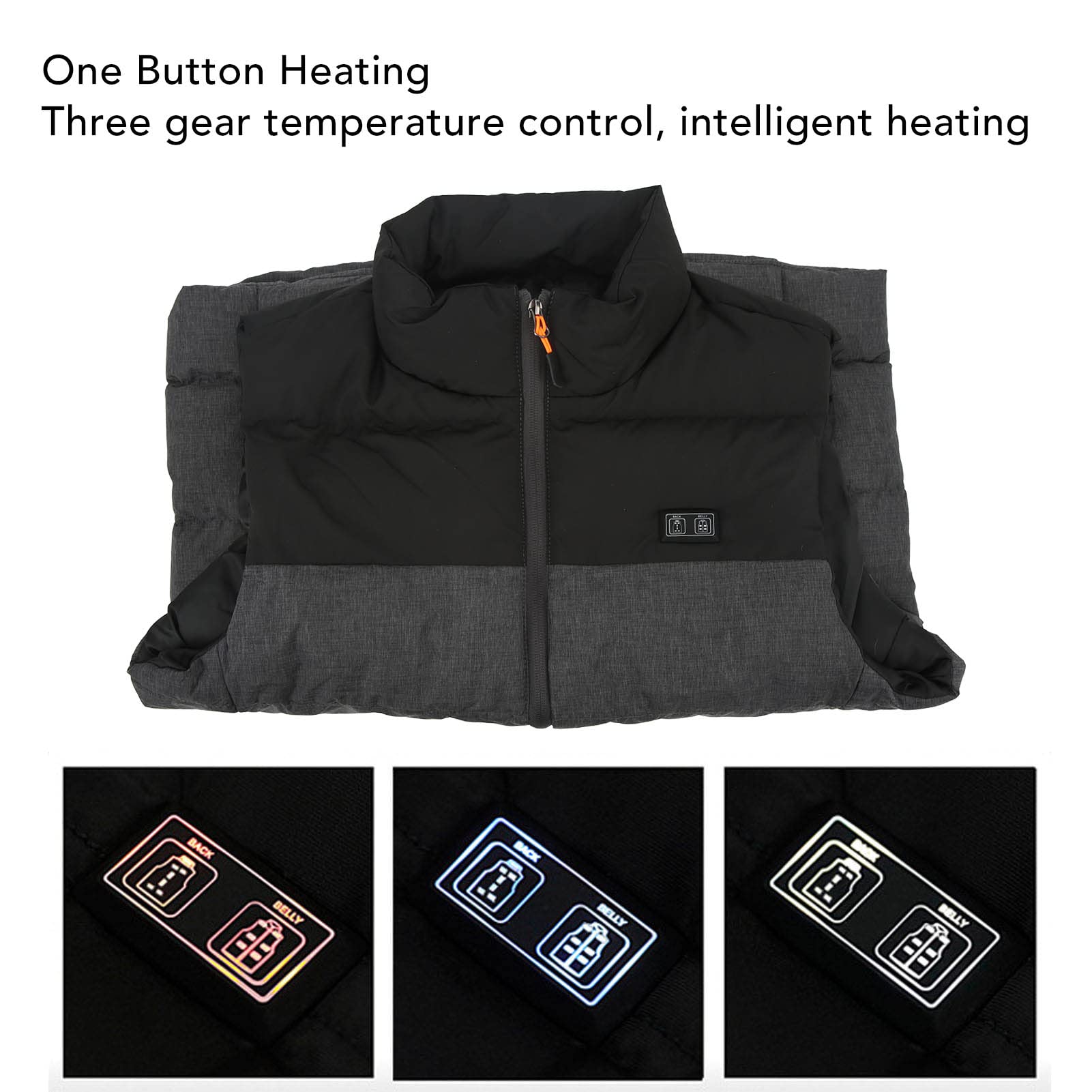 Gilet chauffant, gilet chauffant d'hiver, gilet chauffant électrique avec 3 niveaux de chauffage 11 zones de chauffage, vestes chauffantes pour hommes - 4