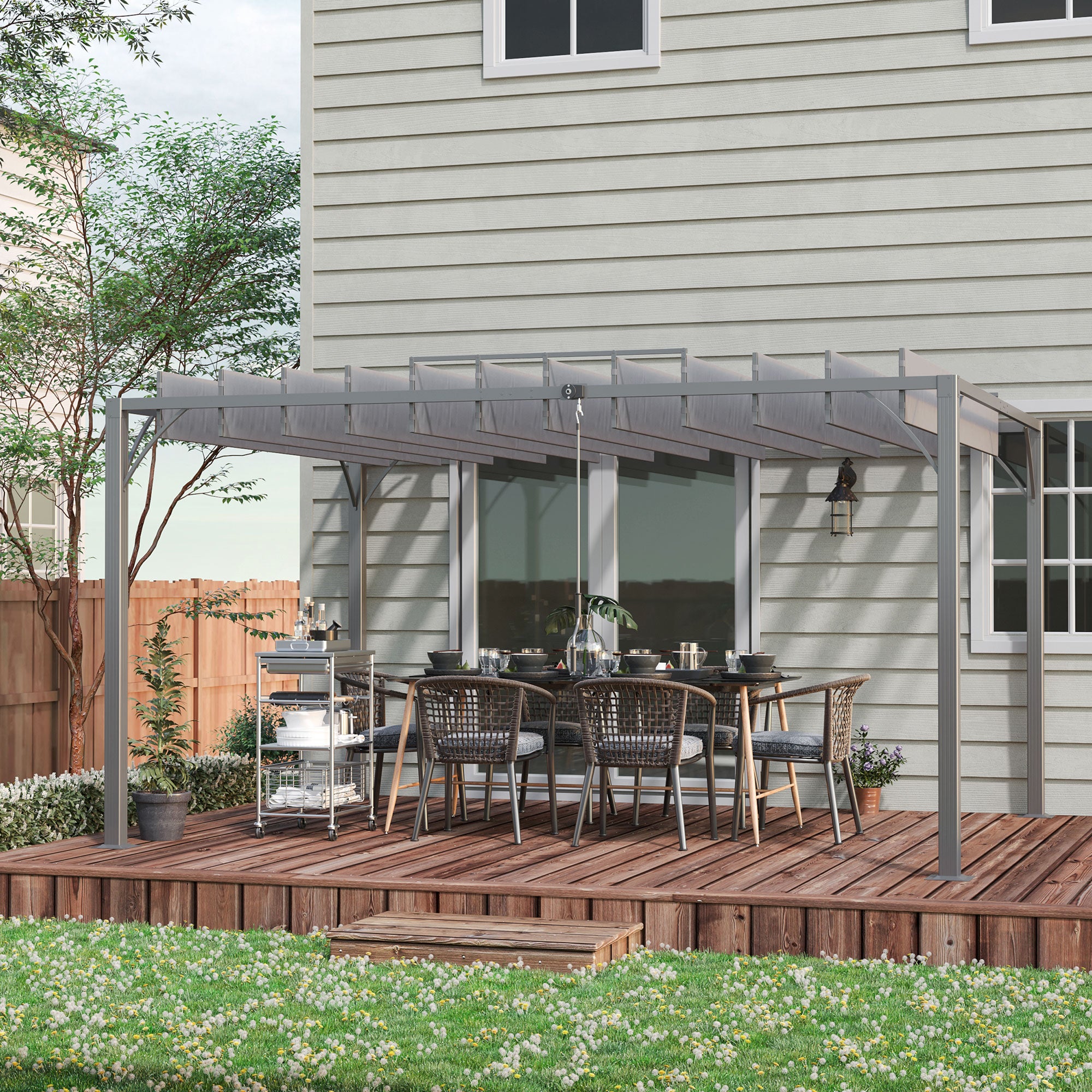 Pergola 4x3 m bioclimatique pergola avec lames orientables style contemporain UV 50+ aluminium - gris - 4