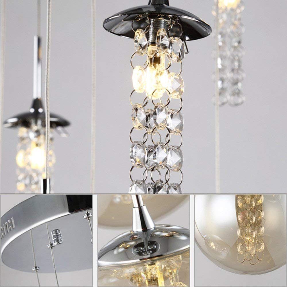 NETTLIFE Suspension table de salle à manger Suspension réglable en hauteur Lustre Suspension à 10 flammes en verre - 5