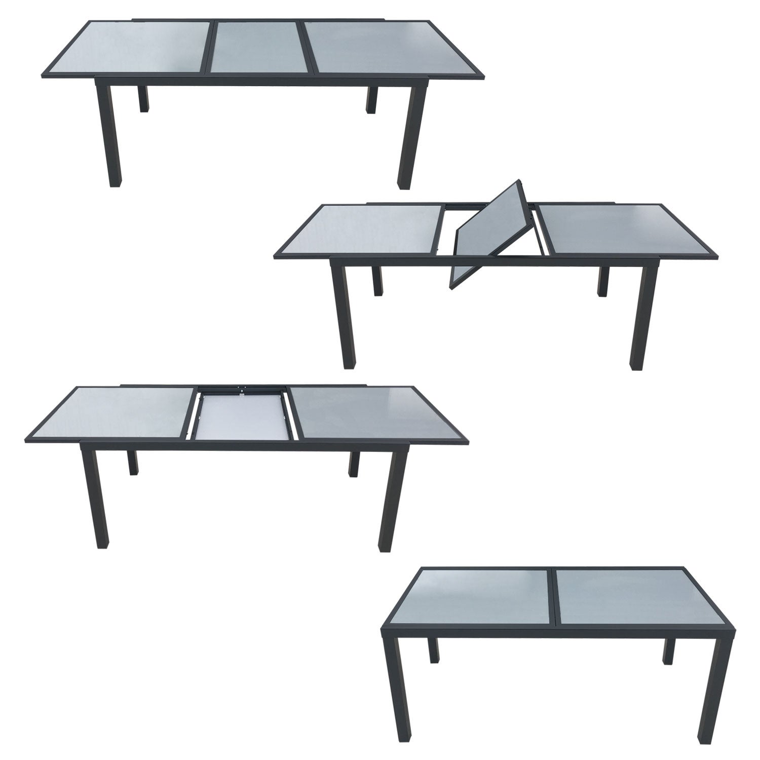 Salon de jardin 8 places gris et gris anthracite aluminium et textilène FIRENZE - 3