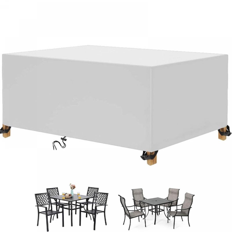 Pokrowiec ochronny na meble ogrodowe, prostokątny, wodoodporny i odporny na promieniowanie UV, tkanina Oxford 420D, srebrny, 250 x 250 x 90 cm