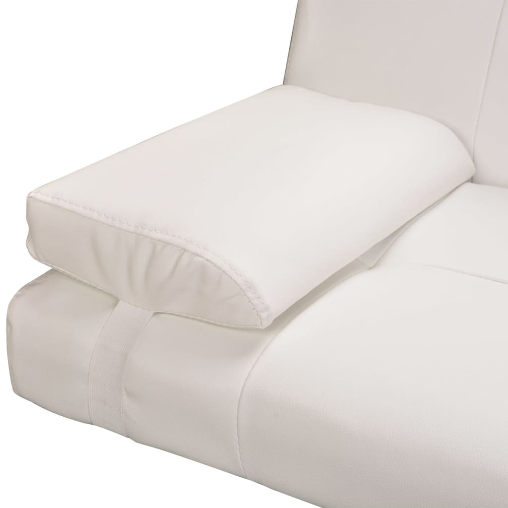 Canapé-lit réglable avec deu x oreillers similicuir blanc crème 02_0019535 - 5
