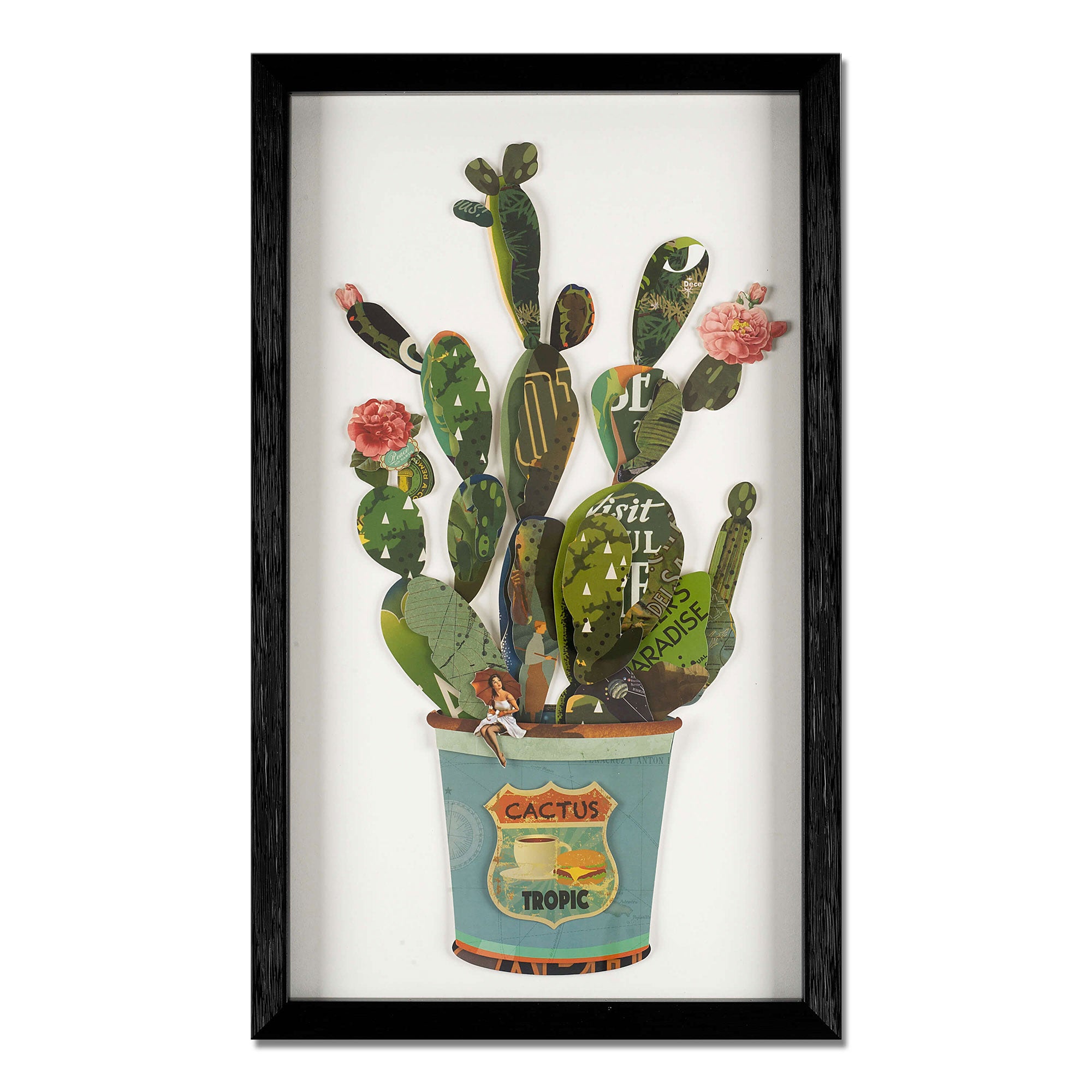 Adm - cuadro collage 3d 'cactus en maceta