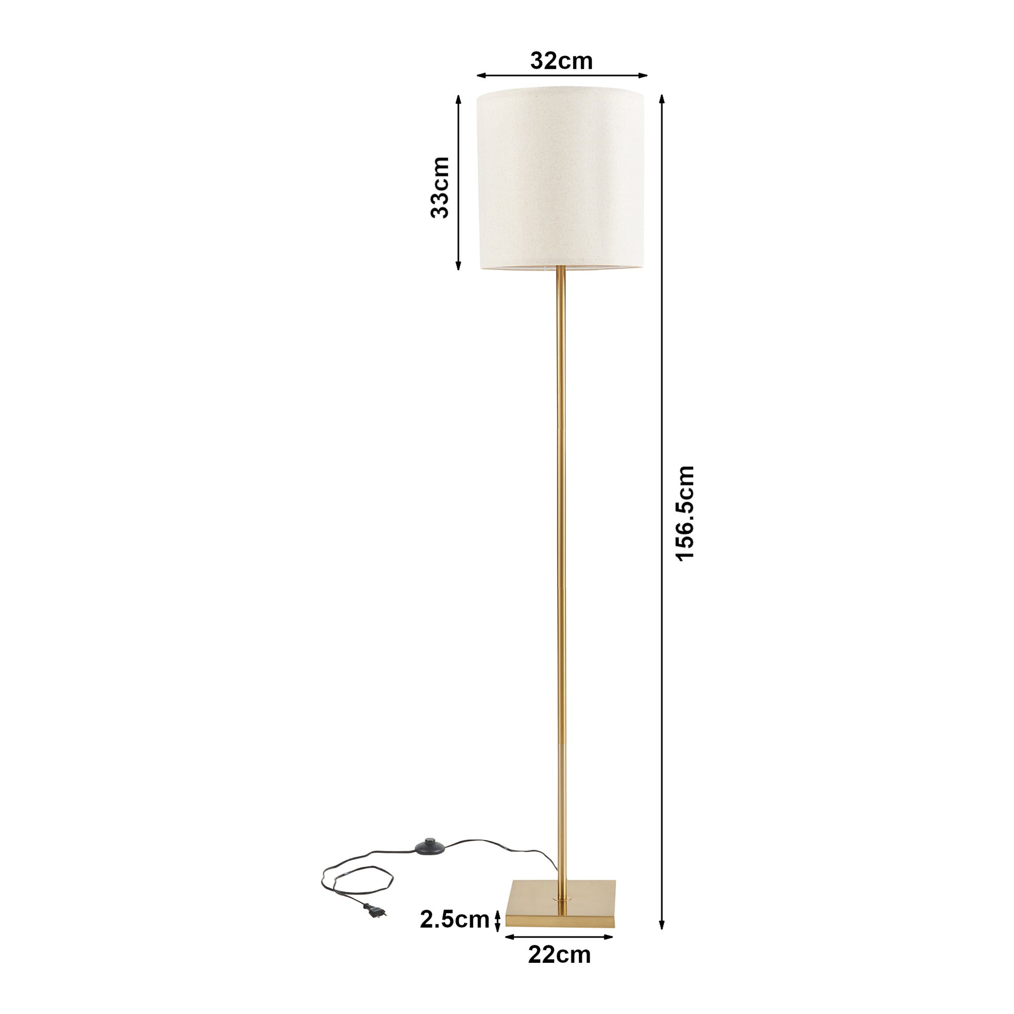 Lampadaire Fildholm hauteur 157 cm couleur laiton / effet lin lux.pro - 4