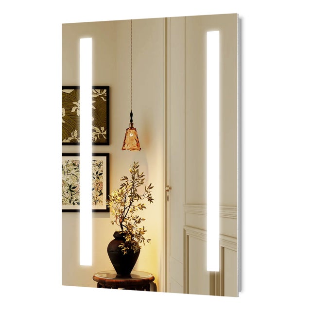 EMKE Lustro łazienkowe z oświetleniem LED 45x60cm, z 6500K, Włącznik ścienny (brak w zestawie)