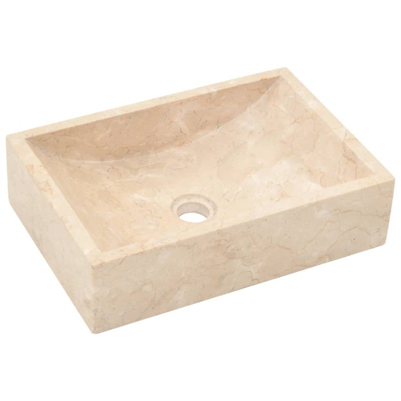 Lavabo 45x30x12 cm marbre crème brillant - 2