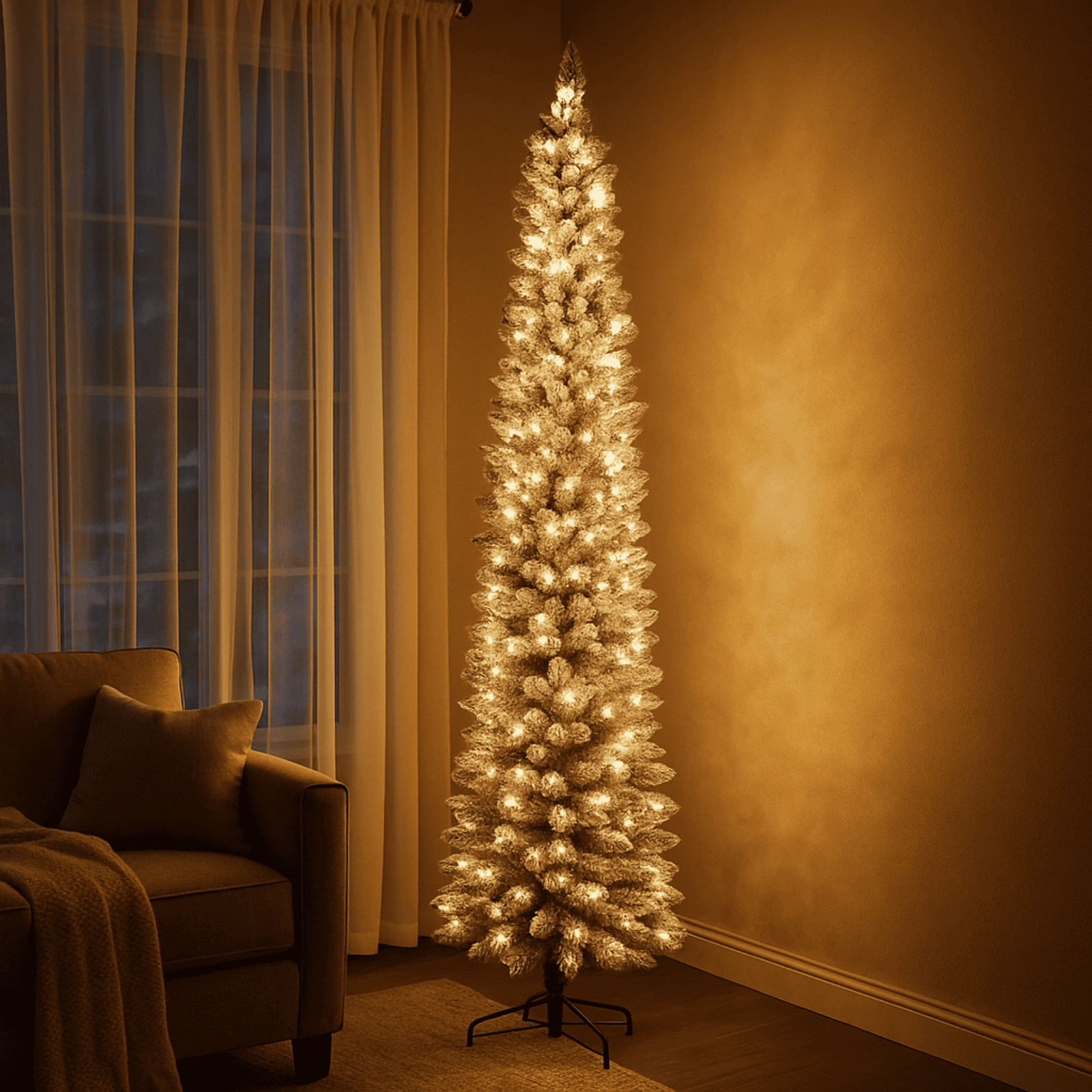Albero di Natale Artificiale Innevato Monterey Slim Floccato Varie
