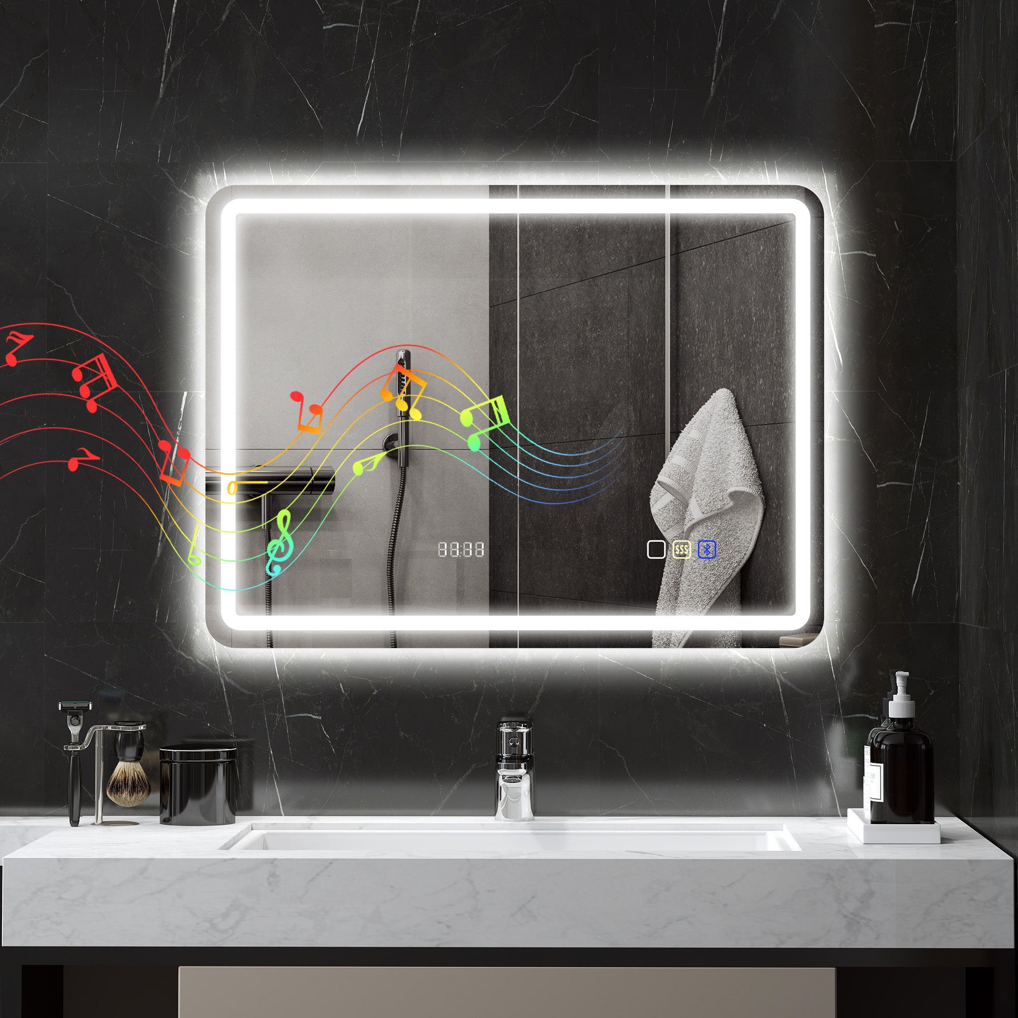 Homcom Espejo De Baño De Vidrio Templado 80X60 Cm Plata - Imagen 2