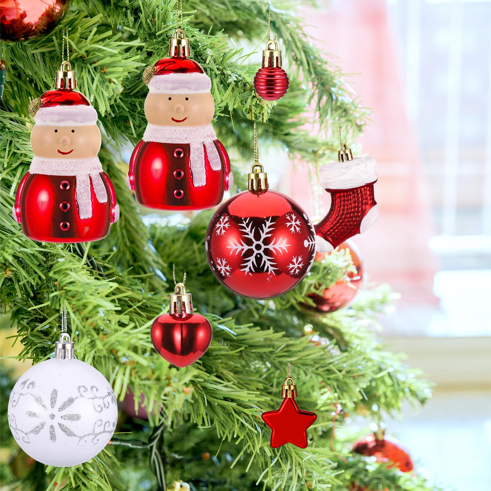 Juego de 72 adornos navideños de muñeco de nieve - Decoración para árbol de Navidad 2025, irrompibles - 6