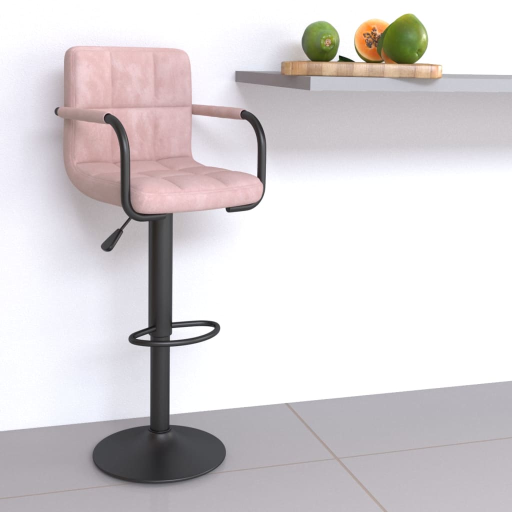 Taburete de bar de terciopelo rosa