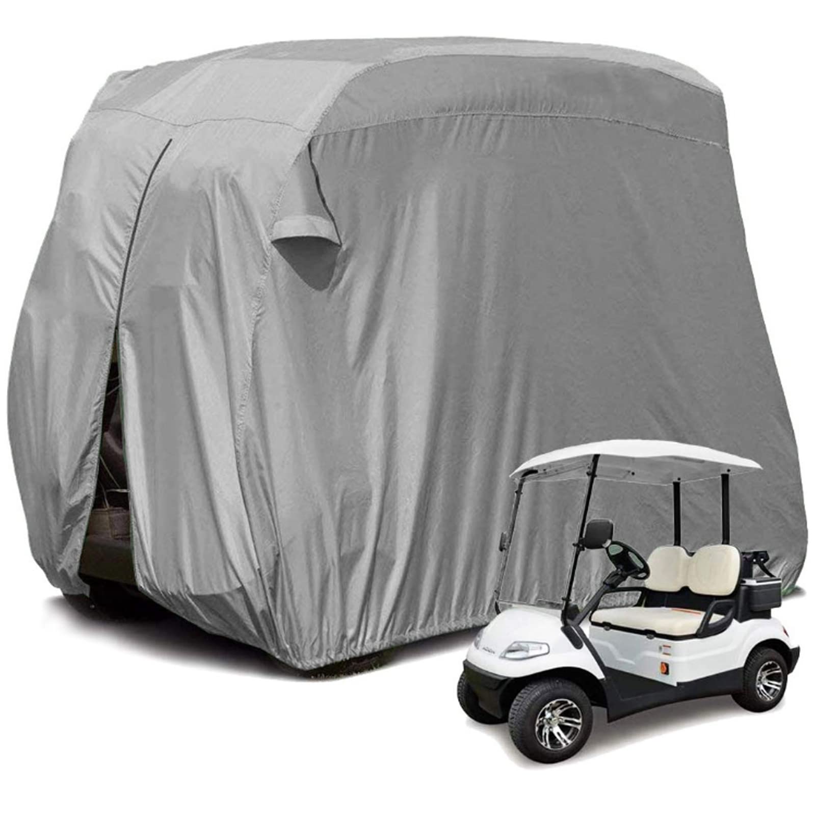 Funda para carrito de golf de 2 plazas 210d oxford tela recubierta de plata protector impermeable a prueba de polvo gris