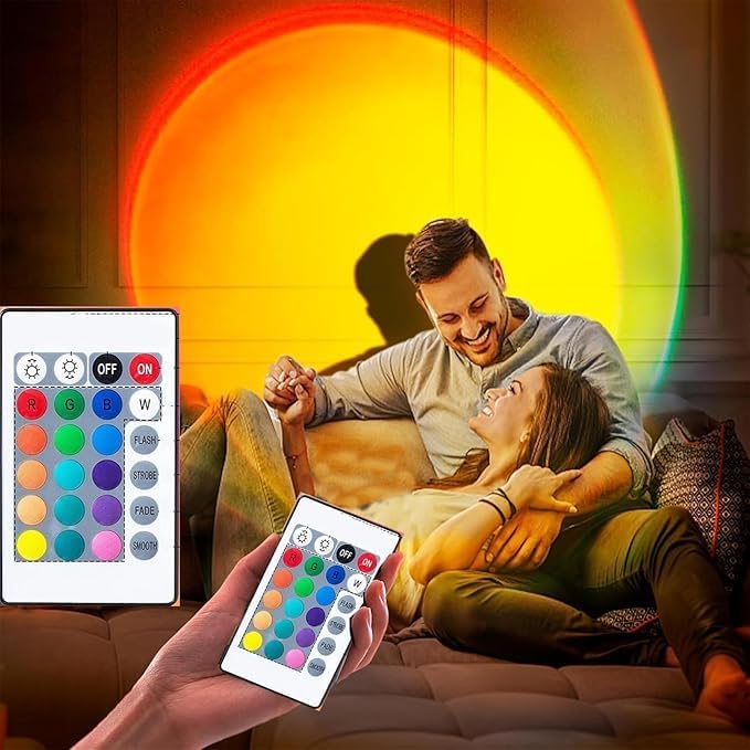 Lampada al tramonto, 16 colori Sunset Lampada di proiezione, Luminosità regolabile luce del proiettore del tramonto luci dell'umore, lampada arcobaleno con telecomando 4 modalità dinamiche