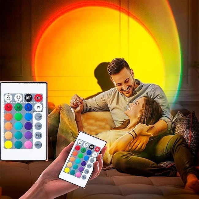 Lampada al tramonto, 16 colori Sunset Lampada di proiezione, Luminosità regolabile luce del proiettore del tramonto luci dell'umore, lampada arcobaleno con telecomando 4 modalità dinamiche Lampada al tramonto, 16 colori Sunset Lampada di proiezione, Luminosità regolabile luce del proiettore del tramonto luci dell'umore, lampada arcobaleno con telecomando 4 modalità dinamiche