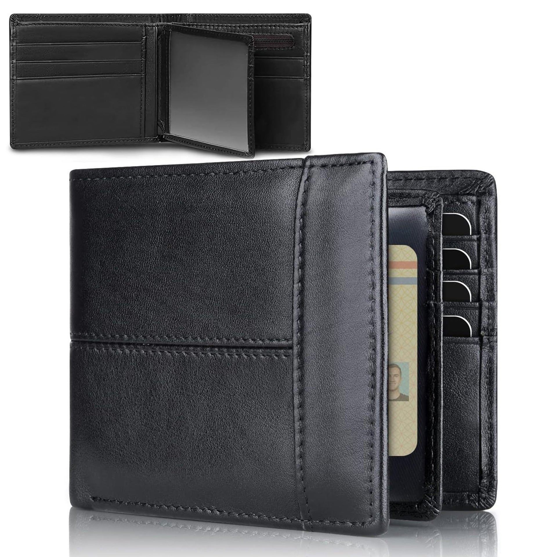 Portefeuille Court à Trois Volets Avec Fereture éclair Et Antivol RFID Baellerry D5113 (noir