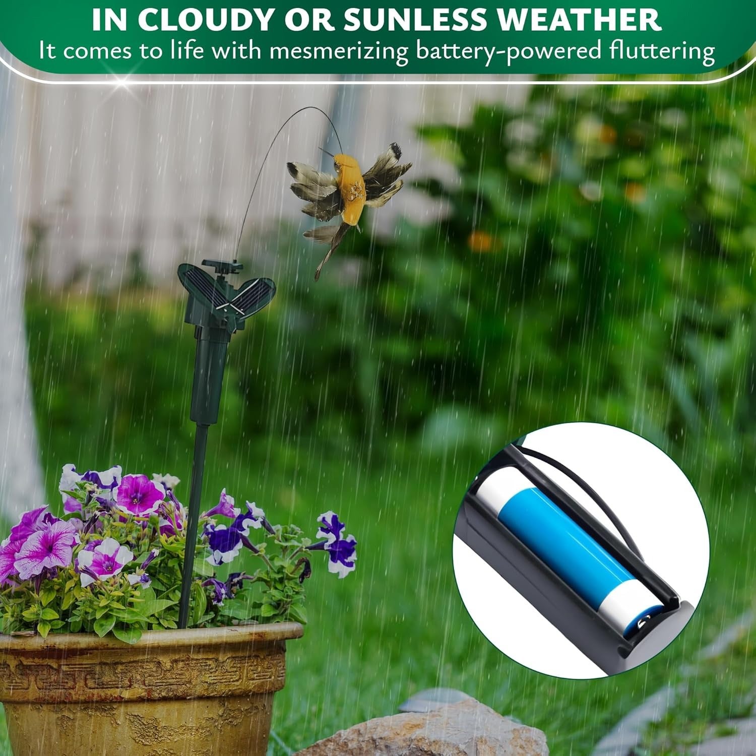 Lot de 3 Colibris Solaires Décoratifs – Oiseaux Mouvants sur Piquet pour Jardin et Balcon - 6
