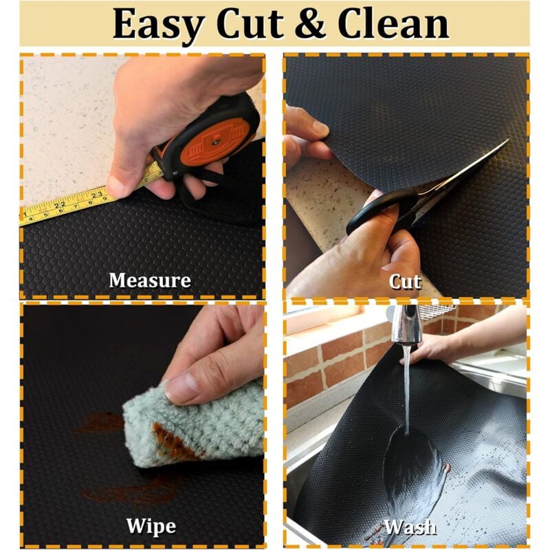 Tapis de tiroir 45x300cm,noir, Protection tiroir Cuisine Plastique EVA Protection Meuble - 2